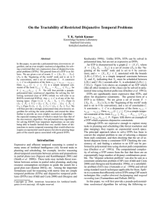 On the Tractability of Restricted Disjunctive Temporal Problems Knowledge Systems Laboratory