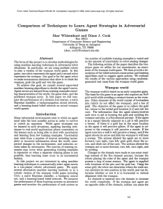 Comparison  of  Techniques  to  Learn ... in  Adversarial Games