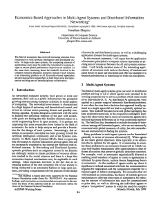Economics-Based  Approaches  in  Multi-Agent  Systems ... Information Networking* Jonathan