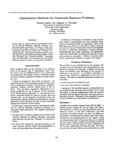 Optimization Methods  for  Constraint Resource  Problems