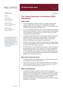 UK Real Estate Alert The Carbon Reduction Commitment (CRC) Regulations