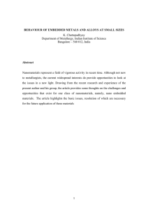 BEHAVIOUR OF EMBEDDED METALS AND ALLOYS AT SMALL SIZES Abstract K. Chattopadhyay