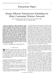 Transactions Papers Energy Efficient Transmission Scheduling for Delay Constrained Wireless Networks Member, IEEE