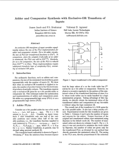 Adder and  Comparator Synthesis with Exclusive-OR of Inputs Transform