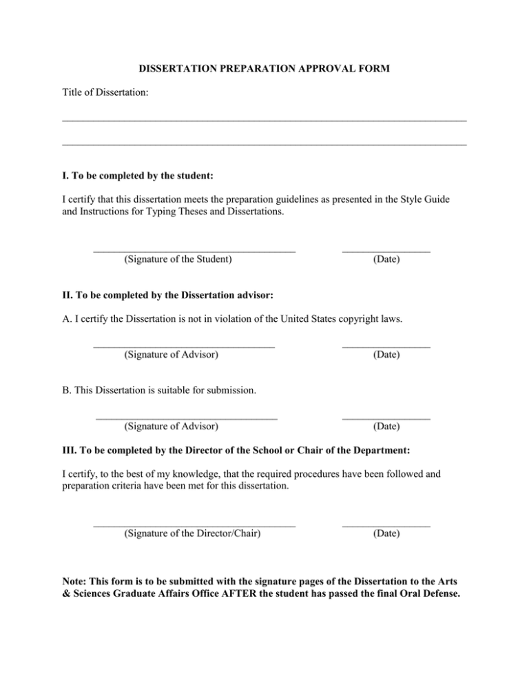 dissertation application form