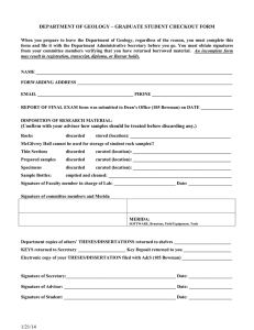 DEPARTMENT OF GEOLOGY – GRADUATE STUDENT CHECKOUT FORM