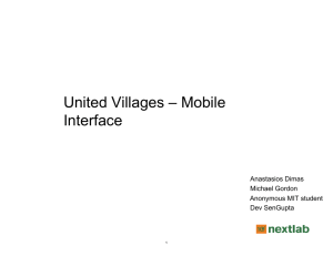 United Villages – Mobile Interface Anastasios Dimas Michael Gordon