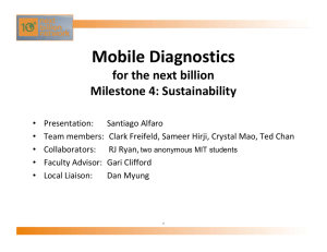 Mobile Diagnostics for the next billion Milestone 4: Sustainability