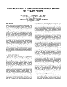 Block Interaction: A Generative Summarization Scheme for Frequent Patterns