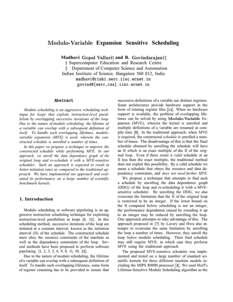 modulo-variable-expansion-sensitive-scheduling