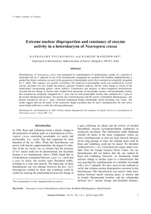 Extreme nuclear disproportion and constancy of enzyme Neurospora Abstract