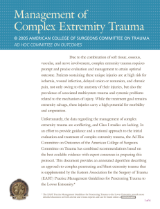 Management of Complex Extremity Trauma AD HOC COMMITTEE ON OUTCOMES