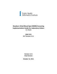 Newborn Dried Blood Spot (NDBS) Screening Implementation Guide for Laboratory Orders OML^O21