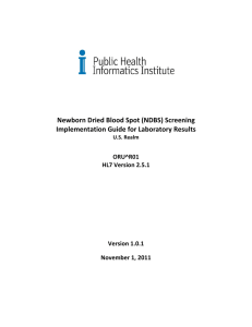 Newborn Dried Blood Spot (NDBS) Screening Implementation Guide for Laboratory Results ORU^R01