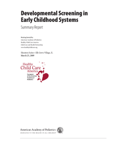 Developmental Screening in Early Childhood Systems Summary Report