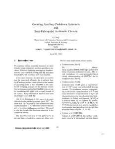 Counting Auxiliary Pushdown Automata and Semi-unbounded Arithmetic Circuits Introduction