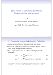 Some results of Composite Likelihoods 1. Composite marginal likelihoods: Definition Zi Jin