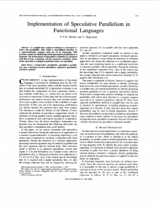 Implementation of  Speculative Parallelism in Functional  Languages V.