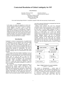 Contextual Resolution of Global Ambiguity for MT