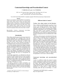 Contextual Knowledge and Proceduralized Context P. BREZILLON and J.-Ch. POMEROL