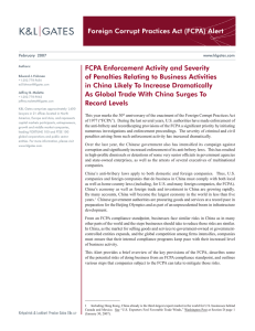 Foreign Corrupt Practices Act (FCPA) Alert FCPA Enforcement Activity and Severity