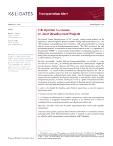 Transportation Alert FTA Updates Guidance on Joint Development Projects