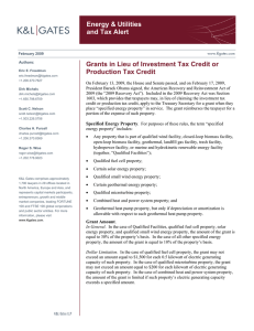 Energy &amp; Utilities and Tax Alert Production Tax Credit