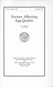 Factors Affecting Egg Quality Oregon State System of Higher Education Agricultural Experiment Station