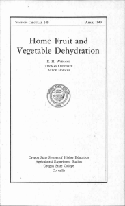 Home Fruit and Vegetable Dehydration Oregon State System of Higher Education
