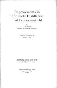 The Field Distillation Improvements in of Peppermint Oil A. D. HUGHES
