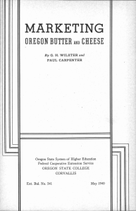 MARKETING CHEESE OREGON BUTTER By G. H. WILSTER and