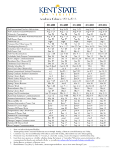 Academic Calendar 2011–2016