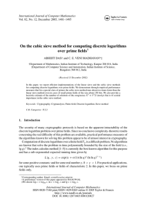 On the cubic sieve method for computing discrete logarithms †