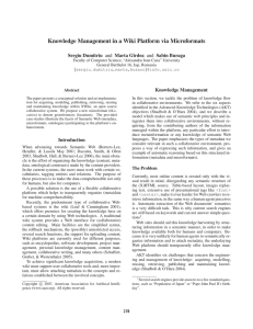 Knowledge Management in a Wiki Platform via Microformats Sergiu Dumitriu