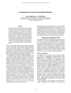 Learning in the Lexical-Grammatical Interface Tom Armstrong and Tim Oates
