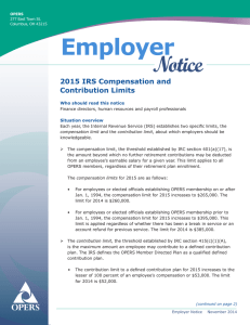 Notice Employer 2015 IRS Compensation and Contribution Limits