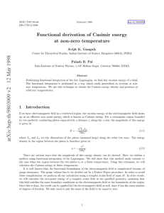 Functional derivation of Casimir energy at non-zero temperature Avijit K. Ganguly