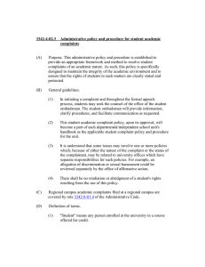 3342-4-02.3  Administrative policy and procedure for student academic complaints