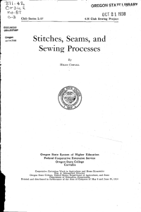 Stitches, Seams, and. Sewing Processes L4 OREGON STAIF LIBRARY