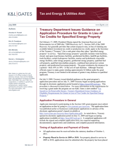 Tax and Energy &amp; Utilities Alert Treasury Department Issues Guidance on