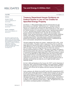 Tax and Energy &amp; Utilities Alert Treasury Department Issues Guidance on
