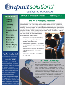 In this issue: The Art of Accepting Feedback IMPACT on Wellness Newsletter