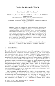 Codes for Optical CDMA Reza Omrani and P. Vijay Kumar