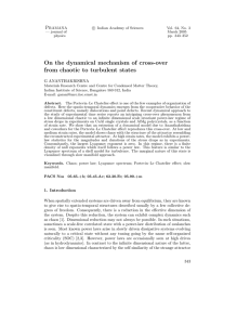 On the dynamical mechanism of cross-over from chaotic to turbulent states P —