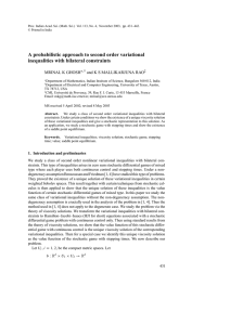 A probabilistic approach to second order variational inequalities with bilateral constraints