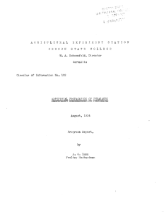 AGRICULTURAL EXPERIMENT STATION OREGON STATE COLLEGE of Infonation No. 102 Corvallis