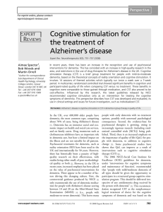 Cognitive stimulation for the treatment of Alzheimer’s disease Perspective