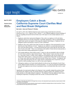 Employers Catch a Break: California Supreme Court Clarifies Meal