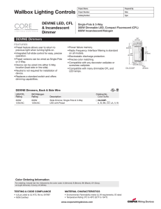 Wallbox Lighting Controls DEVINE LED, CFL &amp; Incandescent Dimmer