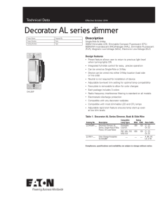 Decorator AL series dimmer Technical Data Description